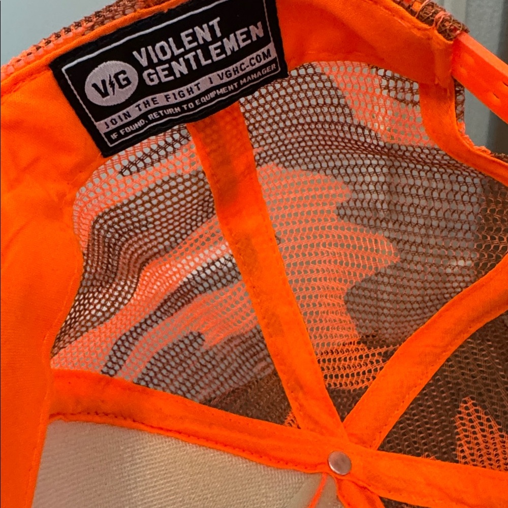 Camo Orange Duck Trucker Hat by Violent Gentlemen - Picture 3 of 3